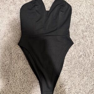 Chic Black V-Neck Bodysuit
